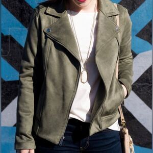 OLD NAVY | Olive Faux Suede Moto Jacket Size XS